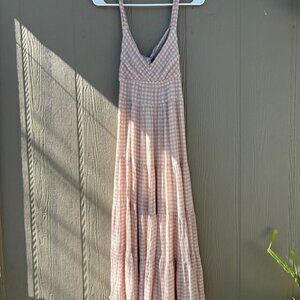 Gingham Tiered Midi Dress - Dress Forum Los Angles